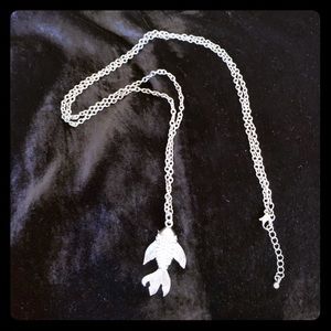 Silver tone sparkle goldfish pendant necklace